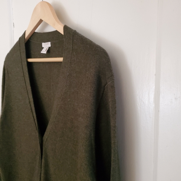 J.Crew Fine Cotton/Wool Cardigan, Green - Picture 2 of 7